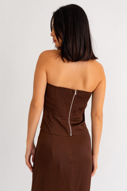Emory Chocolate Brown Bustier Top